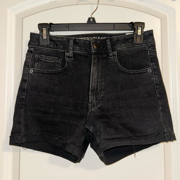 American Eagle Outfitters Pants - American eagle denim X super high rise shortie Women's Black Denim Shorts